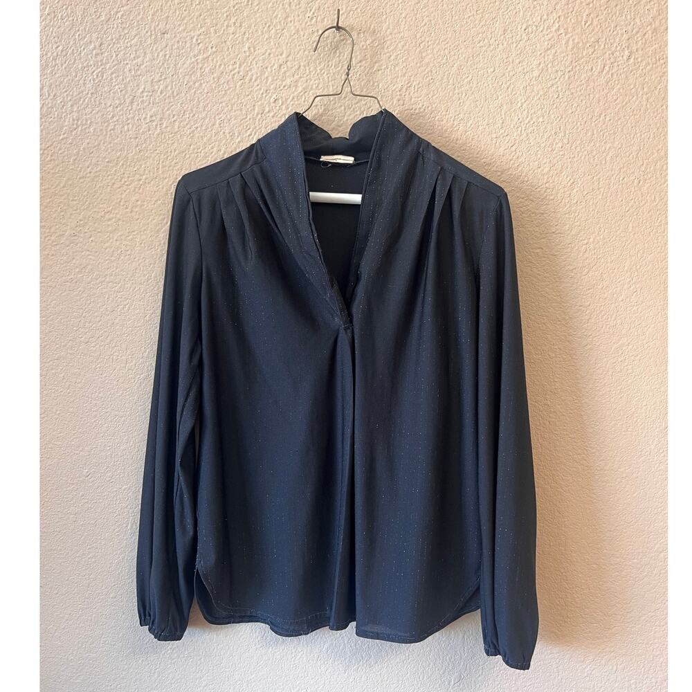 Vintage 70's black sparkly retro flowy top size M